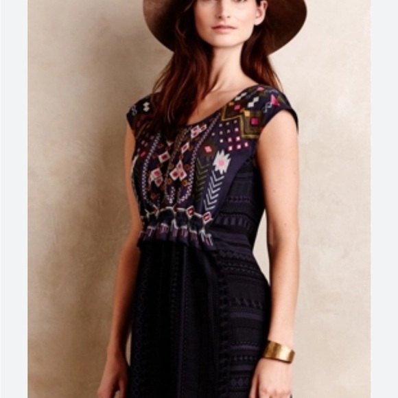 Anthropologie One September Embroidered Cap Sleeve Tunic Dress XS - Picture 2 of 9